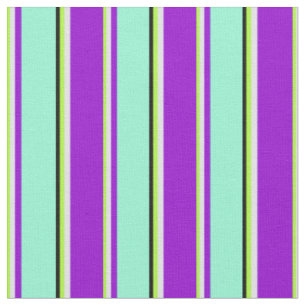 Green, Lavender, Dark Violet, Aquamarine & Black Fabric