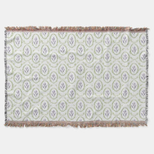 Green Lavender Flowers   Throw Blanket