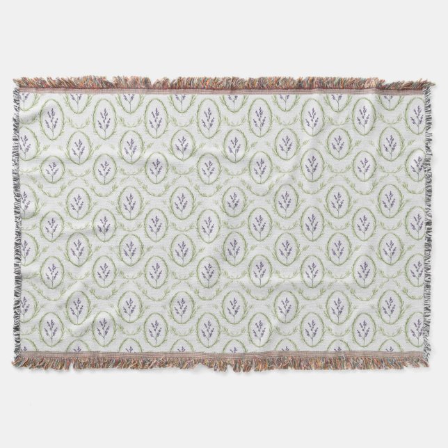 Green Lavender Flowers   Throw Blanket (Front)