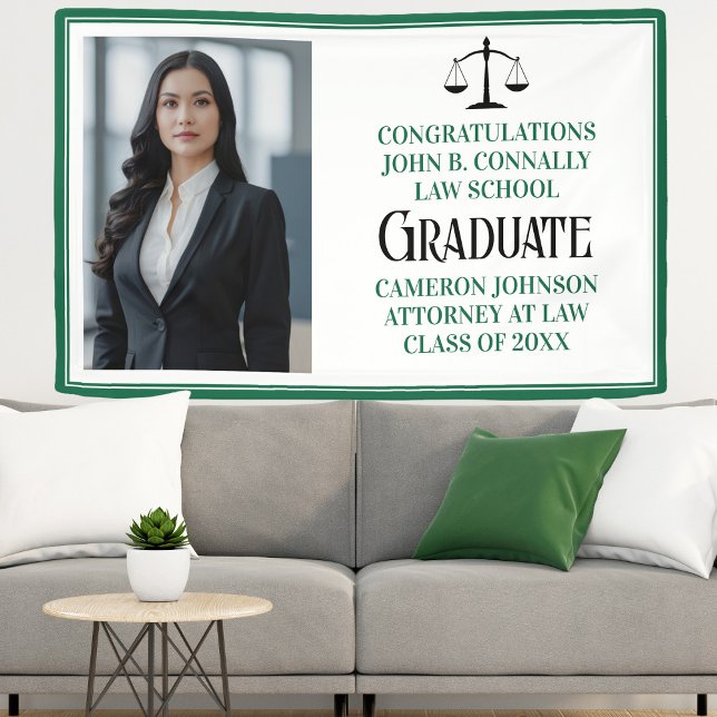 Green Law School Photo Graduation Party Banner (Creator Uploaded)