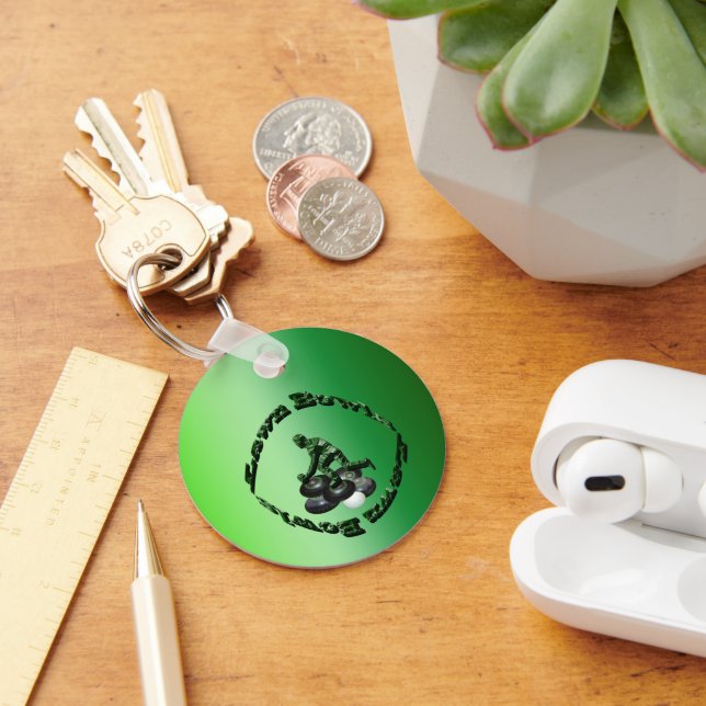 Green Lawn Bowler On Bowls,  Keyring (Desk)
