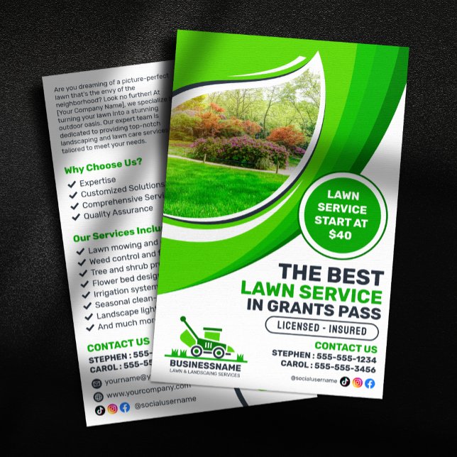 Green Lawn Care Landscaping Mow Mulching Service Flyer (Creator Uploaded)
