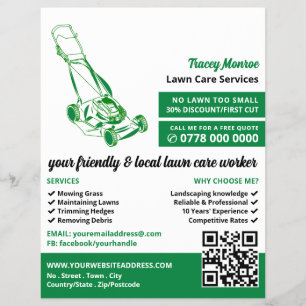 Green Lawn-Mower, Lawn Care Services Flyer