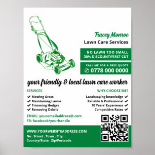 Green Lawn-Mower, Lawn Care Services Poster