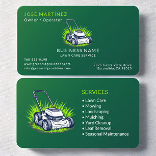 Green Lawn Service and Maintenance Professional Business Card