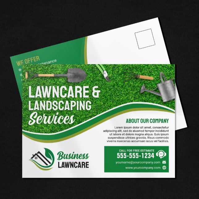 Green Lawncare Landscaping Garden Lawn Care Mowing Postcard (Creator Uploaded)