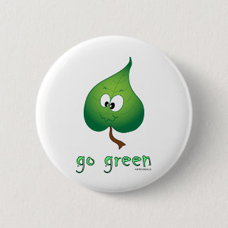 Green Leaf 6 Cm Round Badge