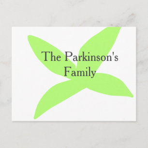 Green leaf abstract pastel family name retro boho holiday postcard