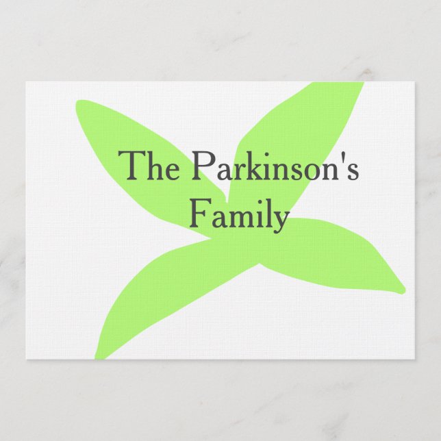 Green leaf abstract pastel family name retro boho  invitation (Front)
