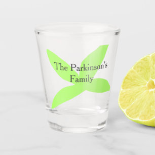 Green leaf abstract pastel family name retro boho shot glass