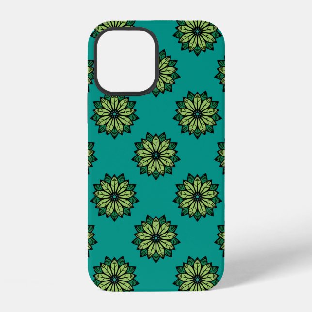 Green Leaf and Flower seamless pattern background. iPhone Case (Back)