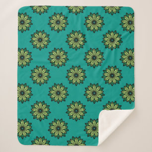 Green Leaf and Flower seamless pattern background. Sherpa Blanket