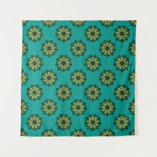 Green Leaf and Flower seamless pattern background. Tapestry