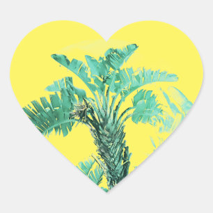 Green leaf banana plant heart sticker