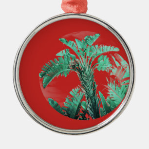 Green leaf banana plant metal tree decoration