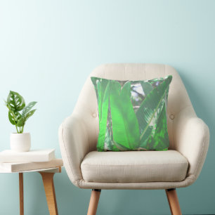 Green leaf banana type plant leaves pastel cushion