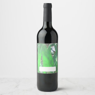Green leaf banana type plant leaves pastel wine label