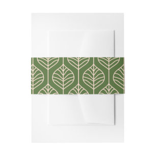 Green Leaf Boho, Country Wedding Leaves Floral Invitation Belly Band