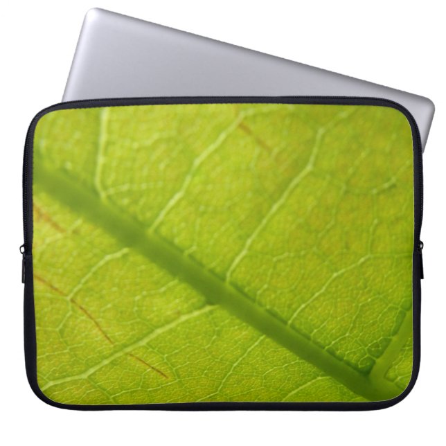 Green Leaf Botanical Nature Photography Laptop Sleeve (Front)