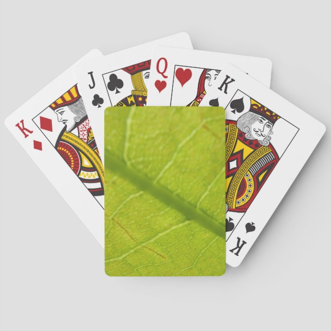 Green Leaf Botanical Nature Photography Playing Cards (Back)