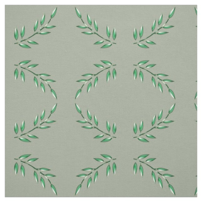 Green Leaf Branch Ovals Botanical Pattern Nature Fabric (Swatch)