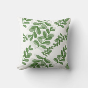 Green Leaf Branch Pattern Art Cushion