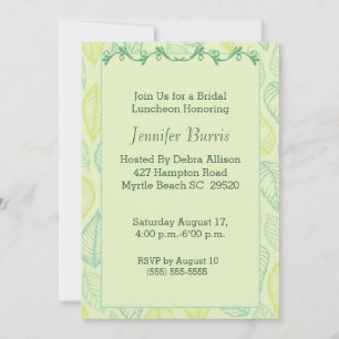 Green Leaf Bridal Luncheon Invitation