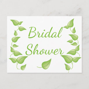 Green Leaf Bridal Shower Wedding Leaves Greenery Invitation Postcard