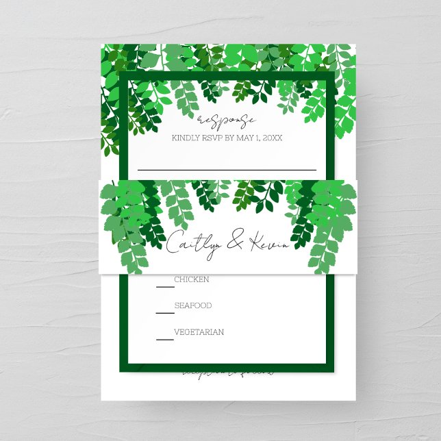 Green Leaf Canopy Wedding Invitation Belly Band (Creator Uploaded)