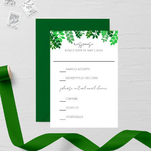 Green Leaf Canopy Wedding RSVP Card