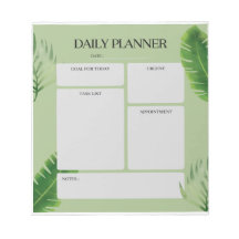 Green Leaf Daily Planner Notepad