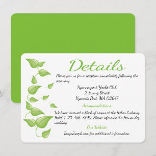 Green Leaf Directions Details Wedding Leaves Invitation