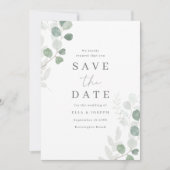 Green Leaf Elegance Wedding Save The Date (Front)