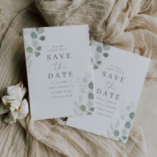 Green Leaf Elegance Wedding Save The Date