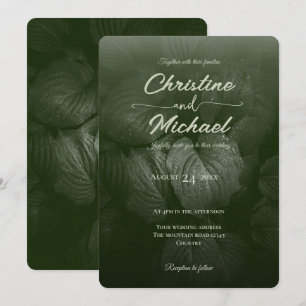 Green leaf elegant greenery spring wedding invitation