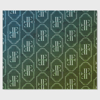 Green Leaf Elegant Monogram Gift Wrapping Paper