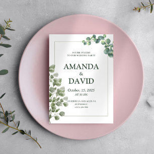 Green Leaf Eucalyptus Elegant Wedding  Invitation