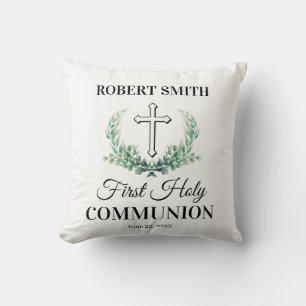 Green leaf first communion cushion