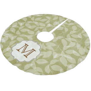 Green Leaf Floral Foli Monogram Initial Tree Skirt