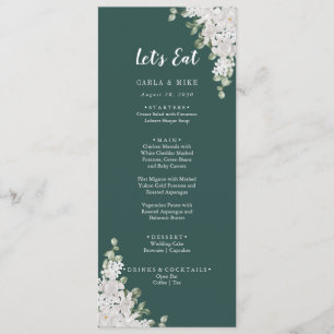 Green Leaf Floral Thank You and Wedding Menu