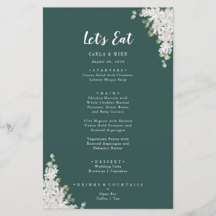 Green Leaf Floral Thank You and Wedding Menu