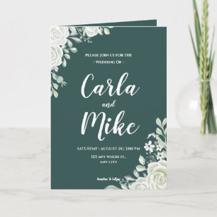 Green Leaf Floral Wedding Programme