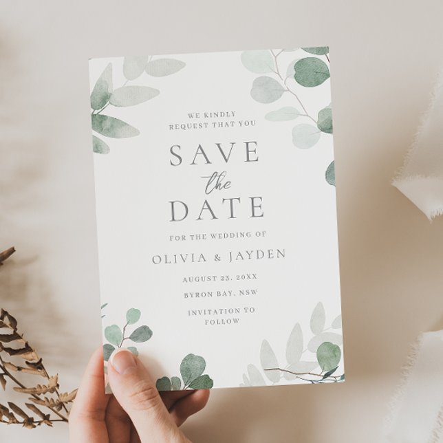 Green Leaf Floral Wedding Save The Date (Creator Uploaded)