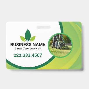 Green Leaf Lawn Care Logo Landscaping ID Badge