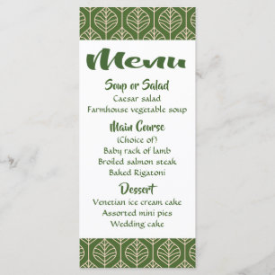 Green Leaf Menu Boho Wedding Party Leaves