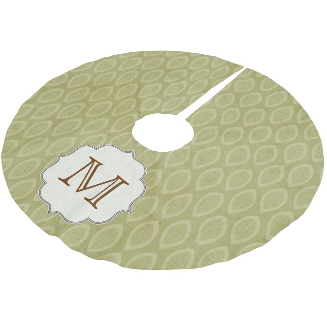 Green Leaf Motif Patt Monogram Initial Tree Skirt (Angled)