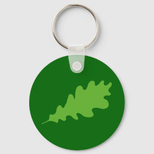 Green Leaf, Oak Tree leaf Design. Key Ring