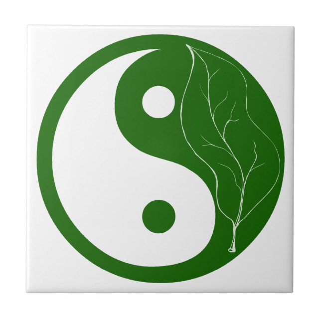 Green Leaf of Nature Yin Yang Tile (Front)