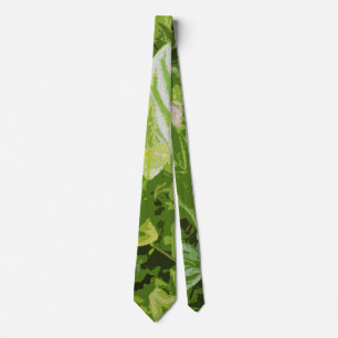 Green Leaf Oil Painting, Tie