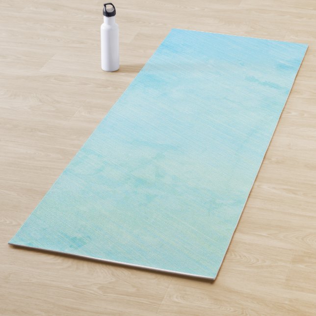 Green Leaf on Simple Lavender Textured Look Yoga Mat (In Situ)